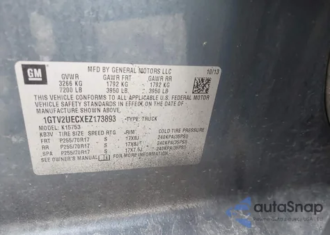 2014 GMC Sierra 1500 Sle z USA, uszkodzony, nr VIN 1GTV2UECXEZ173893